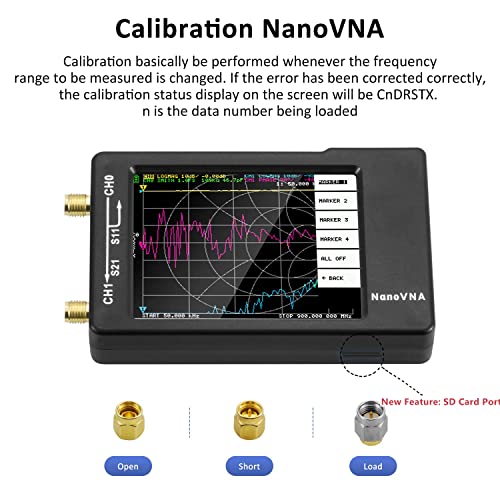 [משודרג] Aursinc Nanovna -H Vector Analyzer עם כרטיס SD 32GB 10kHz -1.5GHz HW v3.6 | HF VHF UHF Antenna Analyzer המדידה פרמטרים S, יחס גל עומד על מתח, שלב, תרשים סמית '